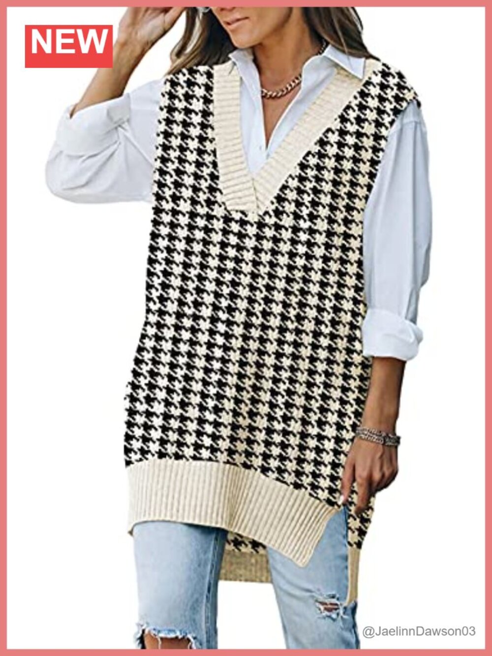 Oversized V Neck Knit Sweater Vest Tunic Sleeveless Pullov